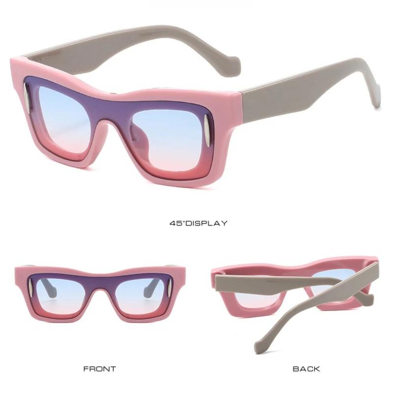 European American Retro Square Sunglasses Personalized Thick Frame Unisex Classic Splicing Color Trendy Glasses