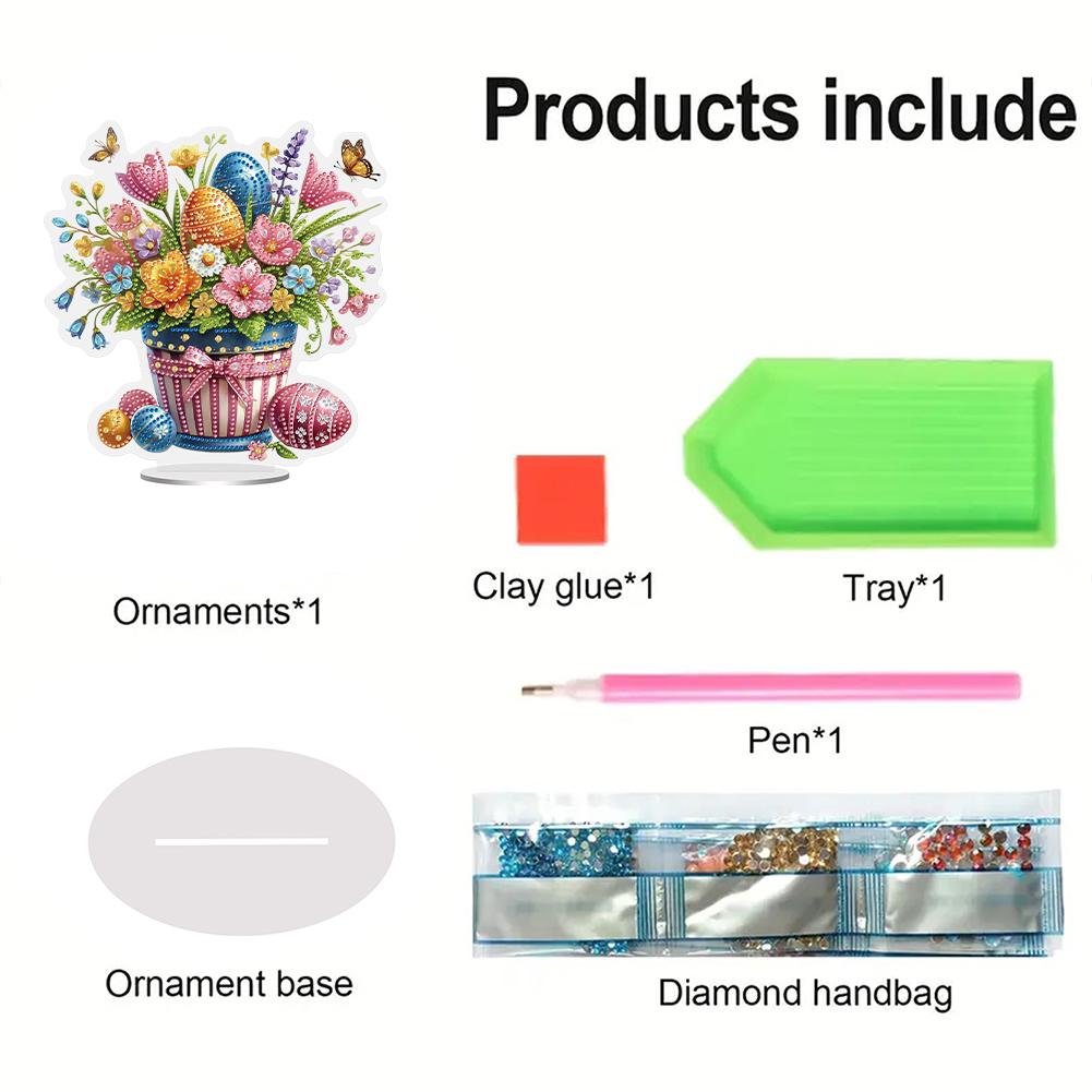 5D DIY Diamond Painting Desktop Ornaments Kits Easter Special Shaped Diamond Painting Desktop Decoration for Home Office Desktop