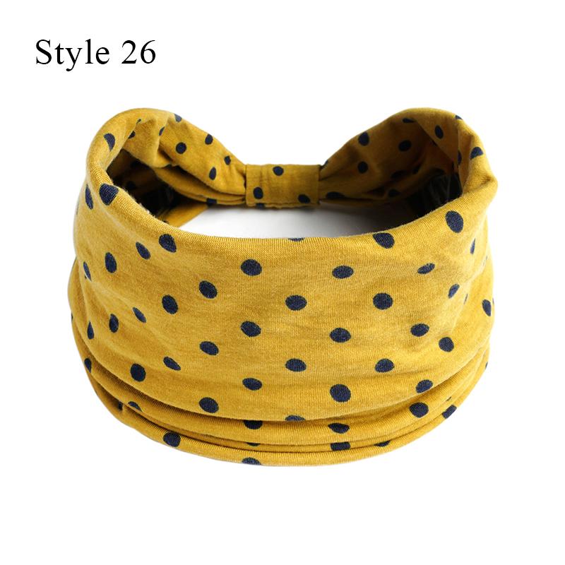 

Модная повязка на голову в горошек для женщин, узловая, эластичная, тюрбан, тянущиеся повязки для волос, бохо, цветочный принт, широкая повязка для волос, аксессуары для волос
