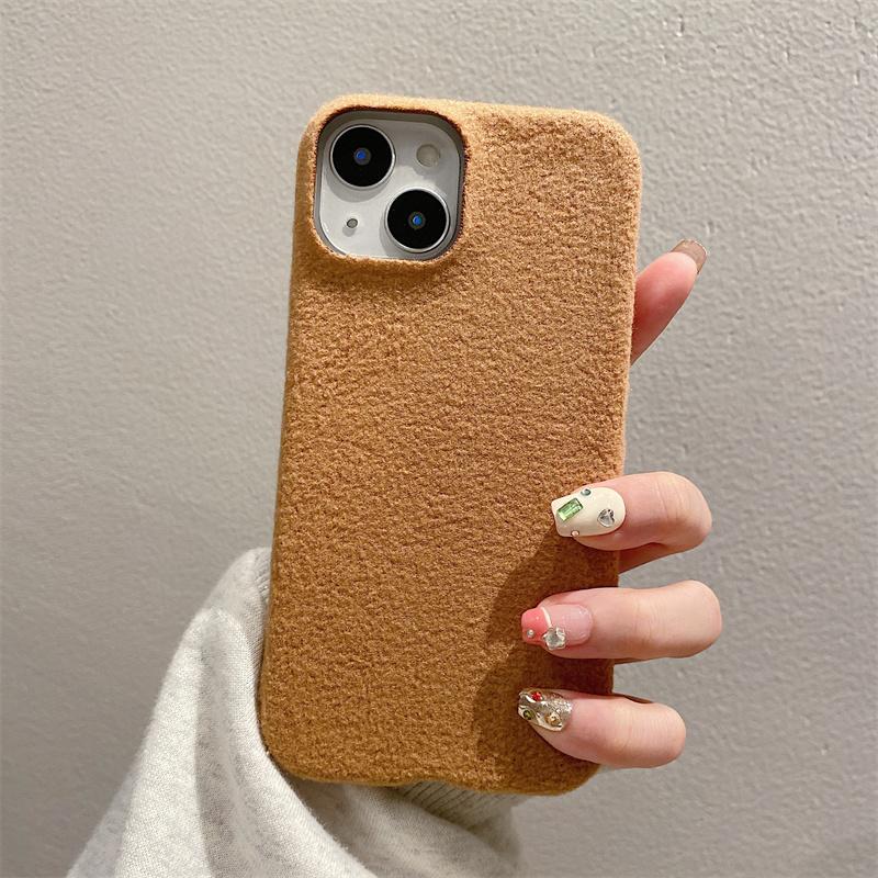 Modische einfarbige Plüsch-Handyhülle für iPhone 15 14 13 12 11 Pro Max X XS XR XS Max 8 7 Plus weiche TPU stoßfeste Abdeckung