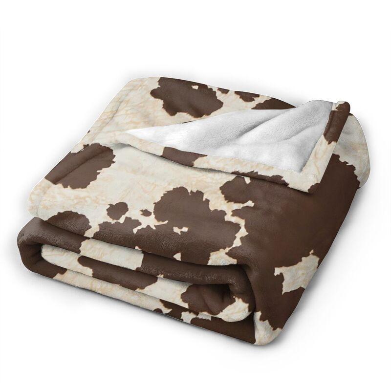 Braune Kuhmuster-Decke für Erwachsene Kinder Leicht Weich Warm Flauschig Überwürfe Flanell-Fleece-Decken für Bett Sofa Couch Reise