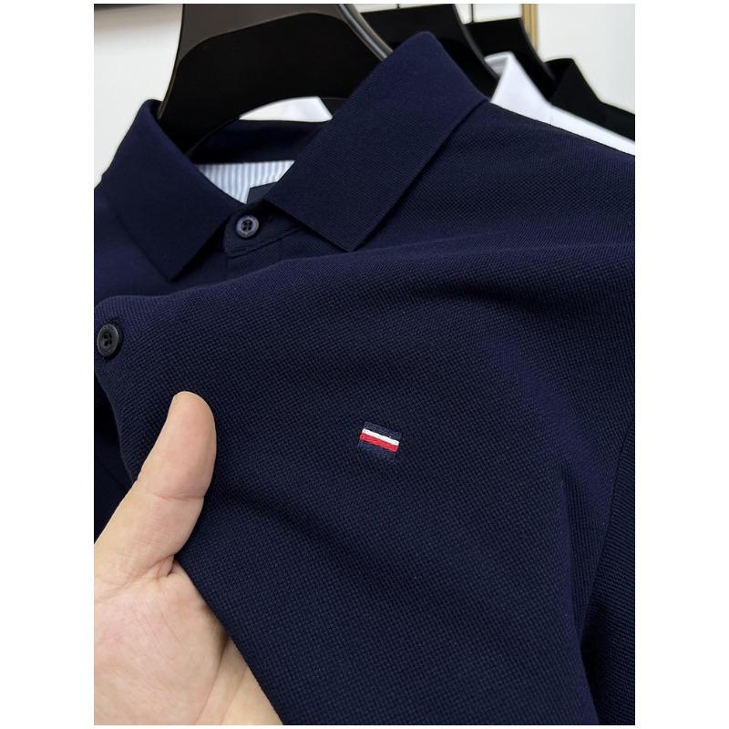 

Сорочка поло Чоловіча футболка з короткими рукавами Літні лацкани Нова високоякісна чоловіча бавовняна футболка з половиною рукава XXL