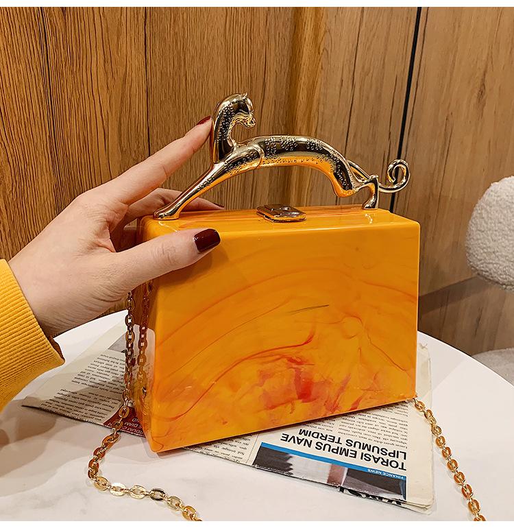Fashion acrylic box bag  new European and American candy color portable dinner bag chain messenger bag