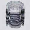 New Women's Half-Zip Polo Neck Striped Print T-Shirt Casual Versatile Regular Shoulder Top for Europe USA Crossborder