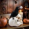 Ornamenti Cranio di Halloween Corvo su Arredo Casa Corvo Gotico Decorazione Desktop Statua