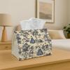 1pc Vintage European Classic Tissue Holder Featuring a Pastoral Figure In Toile Blue Fabric, Perfect for Organizing Napkins In The Kitchen Or Car. Thi