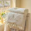 Korean Style Cotton Lace Air Conditioning Quilt - Floral Rabbit Pattern, Machine Washable, Summer Thin and Cool.