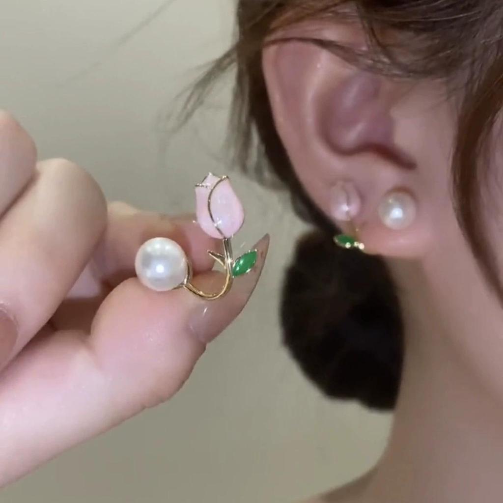 Silver Needle Dongdaemun Fresh Colorful Earrings - Simple, Versatile, Luxury Studs with a High-End Sense