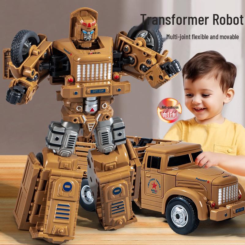 Kids' Transforming Military Tank and Airplane Robot Toy Set