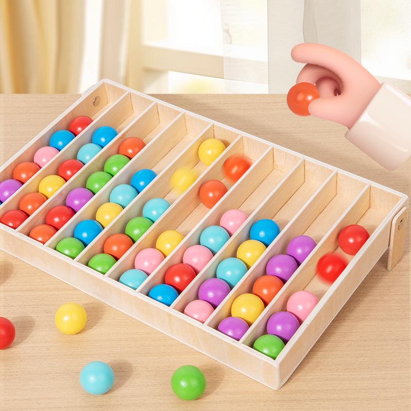 Wooden Color Ball Placement Game for Early Education - Encourages Color Matching, Classification, and Logical Thinking In Preschoolers.