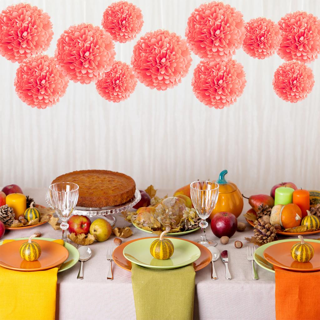 1pcs Set 7.8inch Red Paper For Birthday Party Flower Balls Paper Pom Pom Paper Paper Flowers Decorations Hanging Flowers