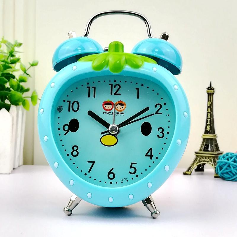 Children's creative red strawberry small alarm clock student lazy alarm clock simple cute silent boy and girl time