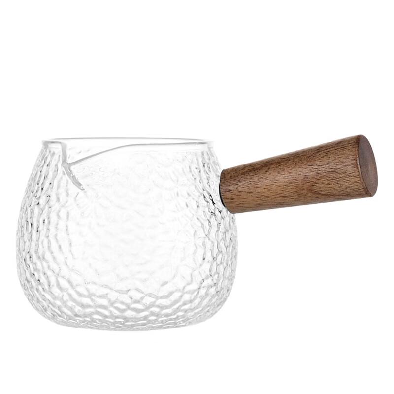 Shangqi Striped Glass Milk Jug with Wooden Handle