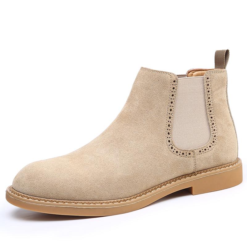 

Мужские ботильоны из замшевой кожи, повседневные слипоны, формальные оксфорды, винтажные ботинки с высоким верхом, мужские челси, деловая обувь 48 верблюд