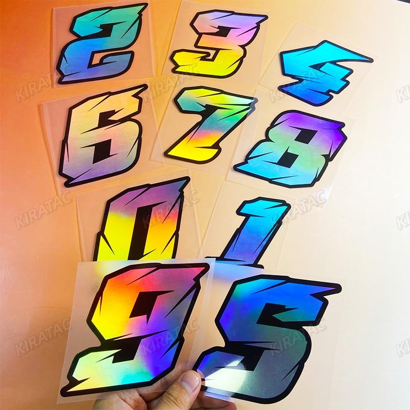 1PC 0~9 Laser Motorcycle Number Stickers Waterproof DIY Motorbike Fairing Vinyl Decals for BMW KTM YAMAHA Kawasaki Suzuki Honda
