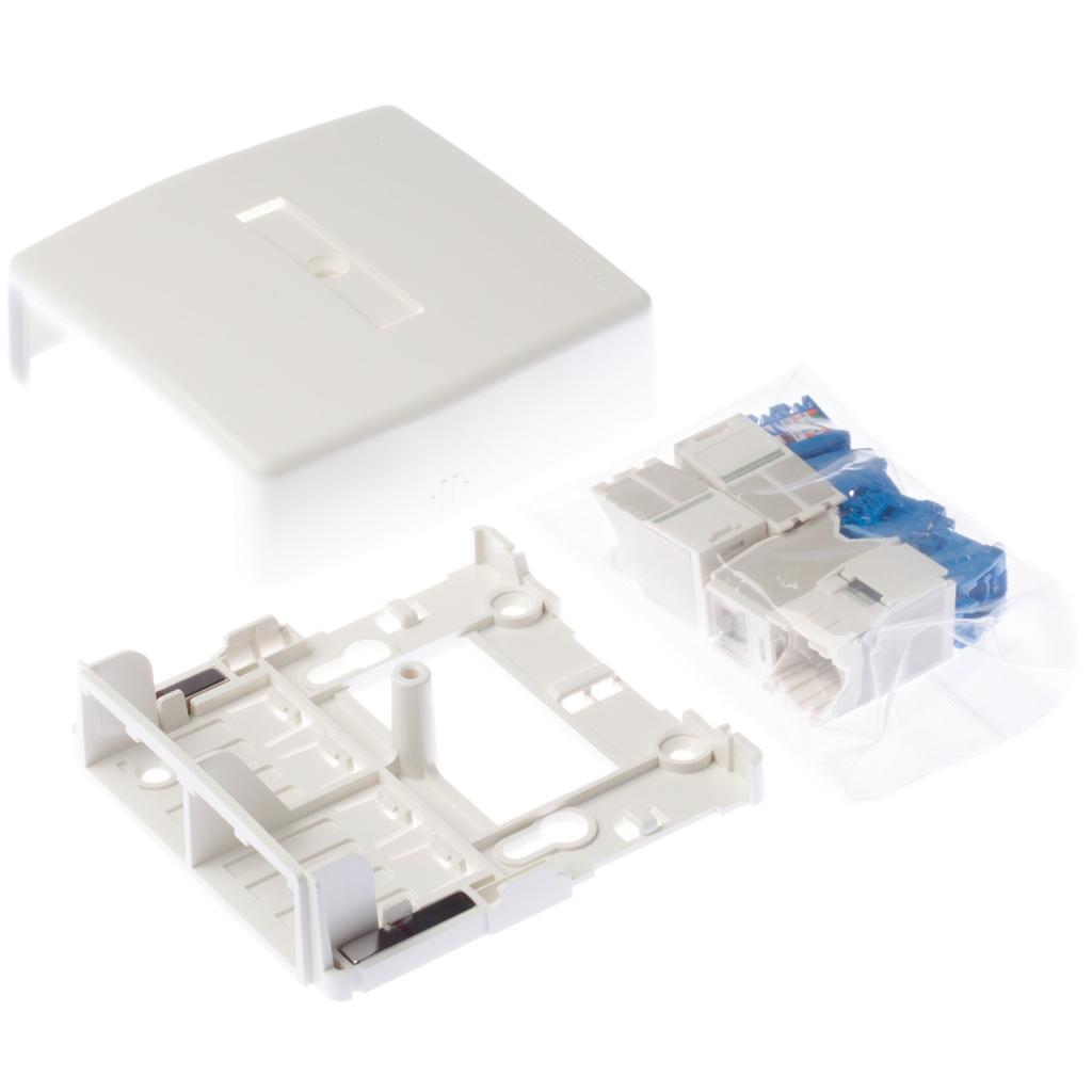Panduit Cat6A Rosette Box Kit with Shutter, 4 Outlets, White, JOQ4H6A00