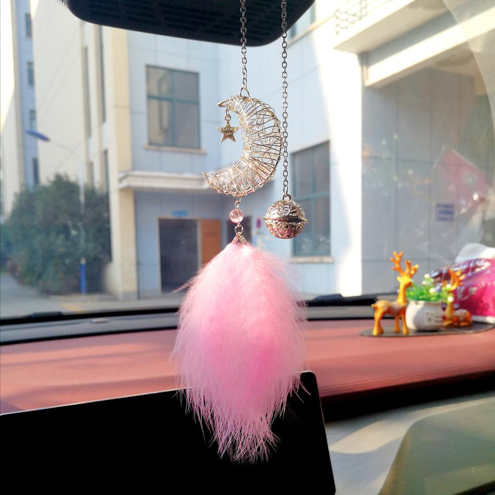 Car Decorations For Interior Rearview Mirror Handmade Nature Feather Moon Dream Catcher Ornament Traditional Bohemian Car