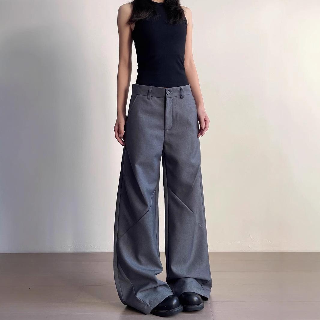 

Women s High-End Pleated Casual Loose Fit Straight-Leg Trousers - Spring/Autumn Collection L чорний