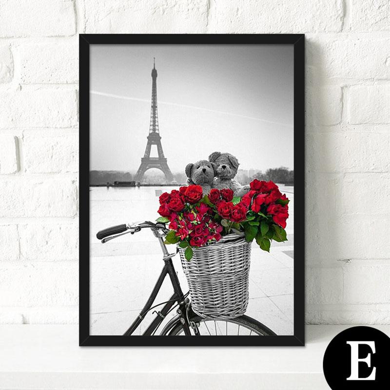 Rosenturm Schwarz-Weiß-Wohnzimmerdekoration, Malerei, moderne Landschaft, Schlafzimmer, Wandgemälde, Schlafzimmer, Sofa, Wandplakate