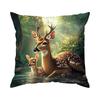 Green Forest Deer Cushion Pillowcase Printed Polyester 45X45Cm Throw Pillowcover Decorative Sofa Cushion Pillowslip Home Decor