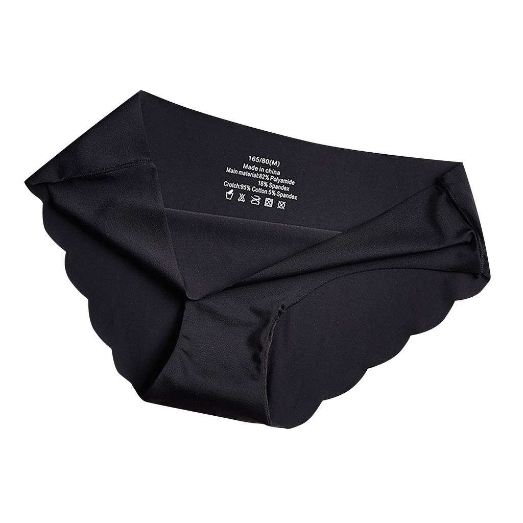 Ladies Sexy Solid Color  Ice Silk Seamless Wave Low-rise Panties