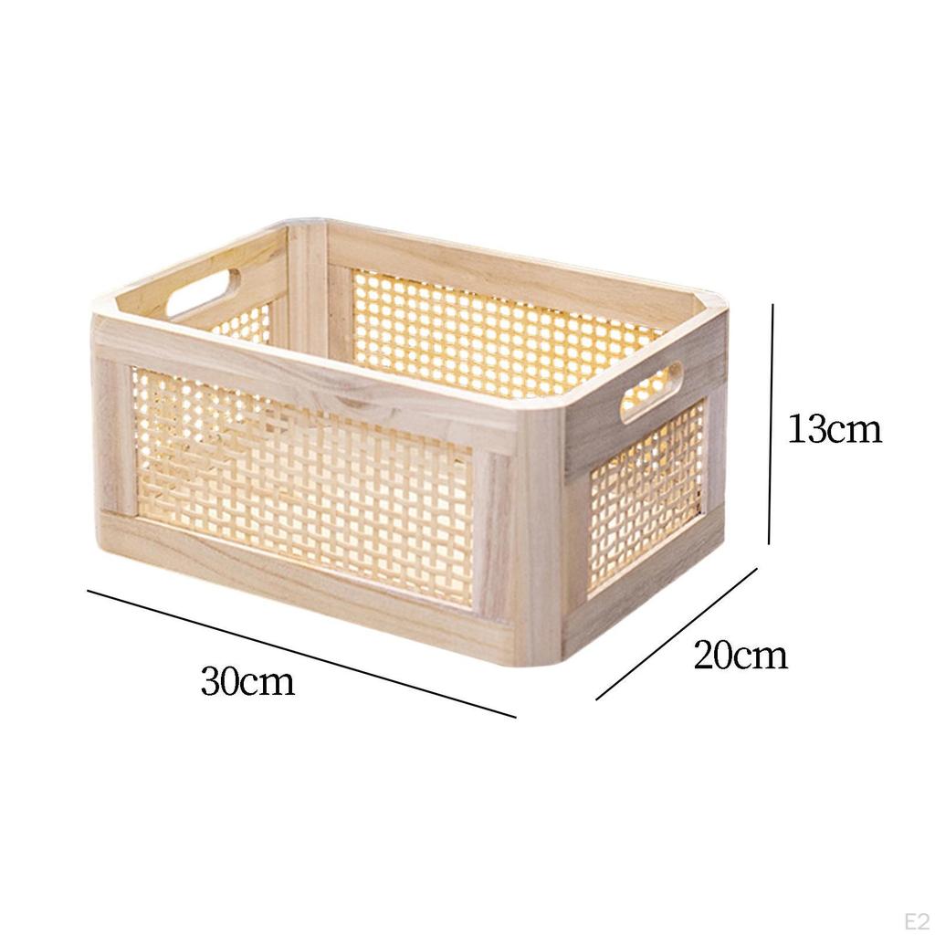 Desk Storage Basket Organizer Tray Home Wooden Desktop Box Drawer Bin for