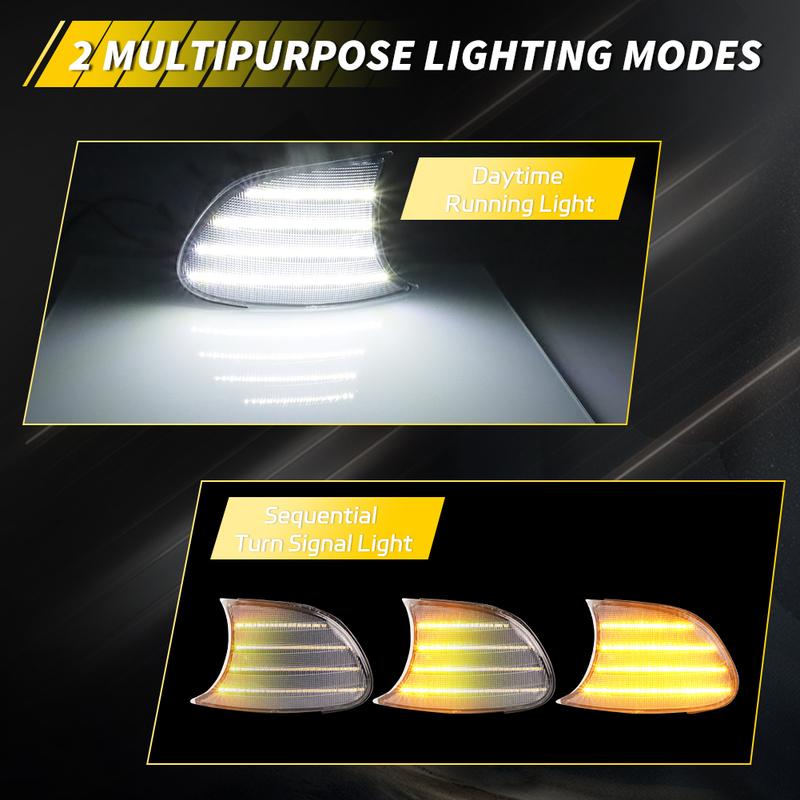 2X Front Corner Parking Light Turn Signal Light Side Marker Light DRL Light W/LED For 2000 2001 BMW 32i/325Ci/328Ci/330Ci/M3