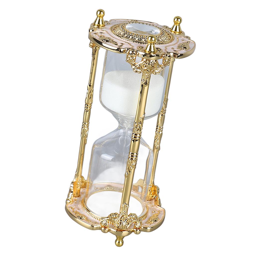 Antique Sand Hourglass Timer Metal Elegant 15 Minutes Decorative Hourglass for Wedding Home Desk