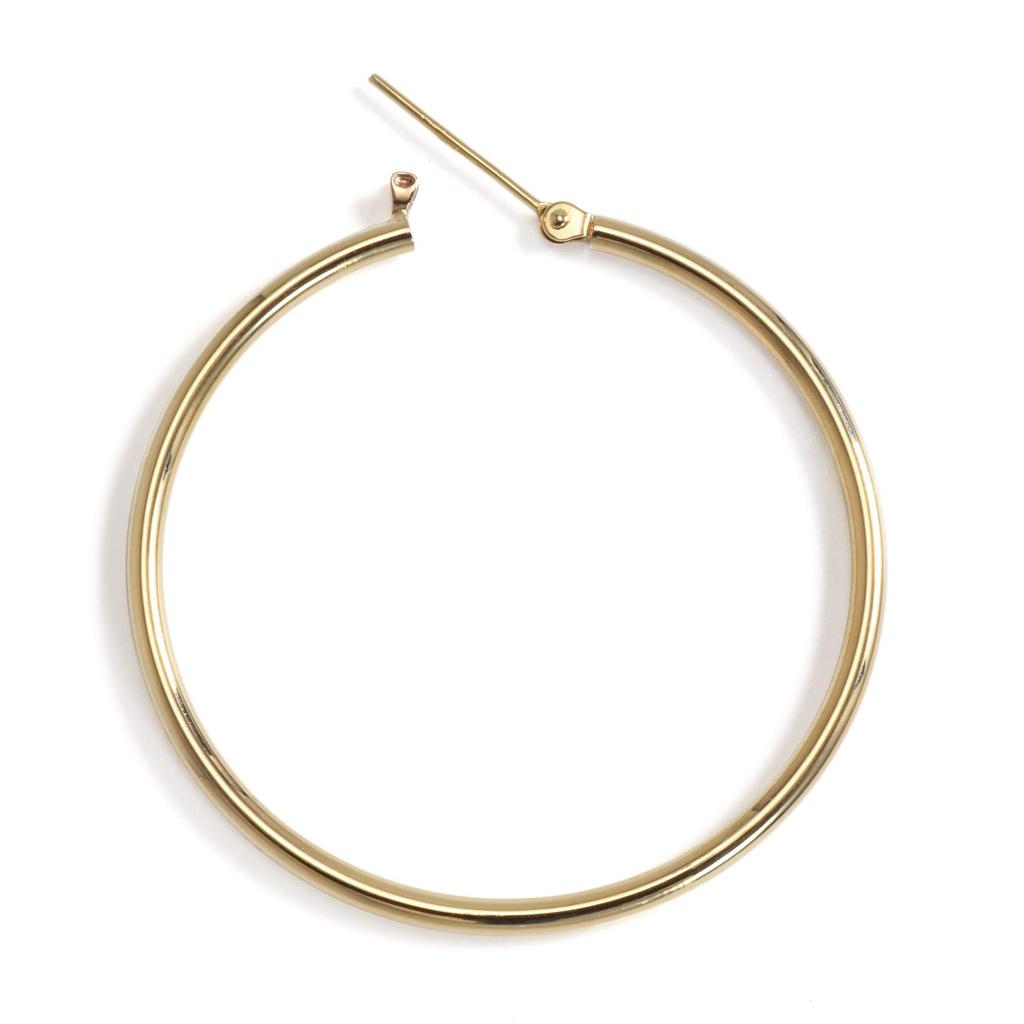 K18 Gold Hoop Earrings 40mm 2mm Width 1 Pair [Speranza] Women's