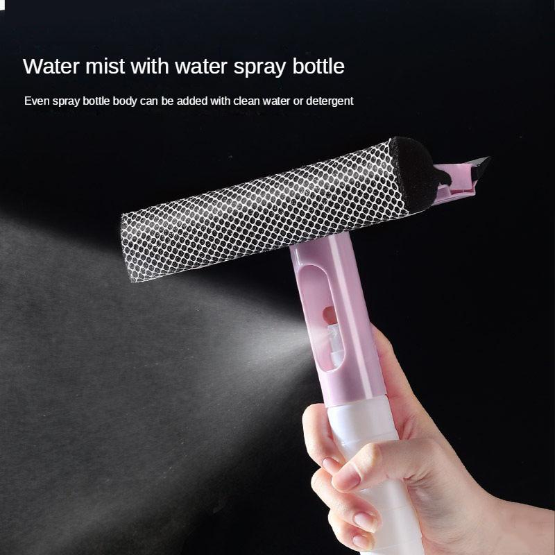 Window Glass Cleaning Tool Double-sided Disassemble Rod Window Cleaner Scraper Mop Squeegee Wiper with Water Spray Bottle