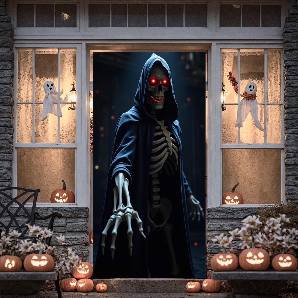 Skeleton Banner Spooky Gothic Decor Party Decoration Dark Atmosphere Haunted House For Gothic Event Indoor Decoration Night