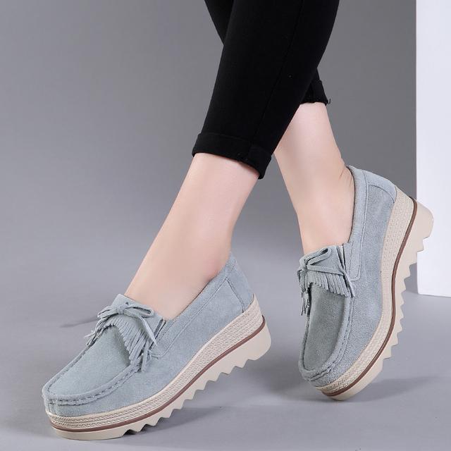 Plateau-Schuhe Damen Ballerinas Sneakers Wildleder Damen Freizeitschuhe Slipper Ballerinas Absätze Creepers Mokassins
