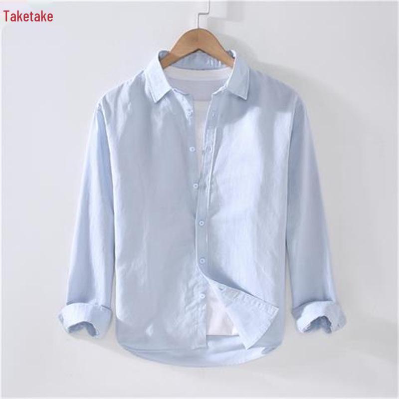 Men's Summer Linen Sun Protection Shirt Jacket - Thin, Long-Sleeved, Cotton/Linen Blend, Casual Outerwear Top