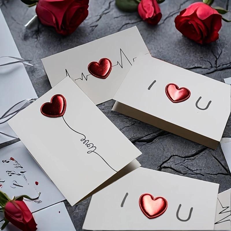 3/1Pcs DIY Leather Love 3D Valentine's Day Card,Wedding Greeting Cards, Anniversaries,Expression of Love