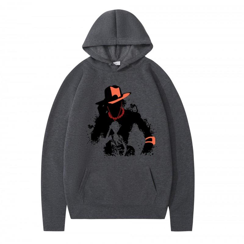 One Piece Anime Character Print Hoodie Loose Fit Casual Sweatshirt Couples Teens