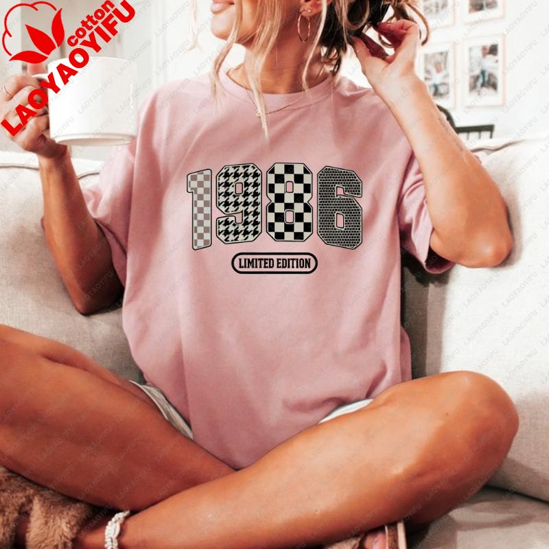 40. Geburtstag Geschenk für Sie 1986 Limitierte Auflage T-Shirt Vierzigster Unisex Vintage Klassisch Mode Streetwear Rundhals Kurzarm