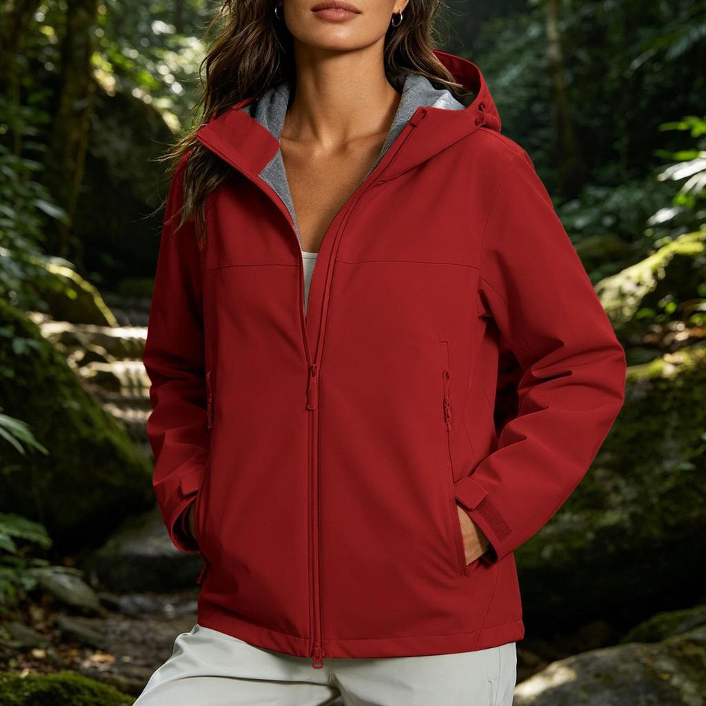Women's Casual Zip Up Hooded Windbreaker Jacket Lightweight Outdoor Coat