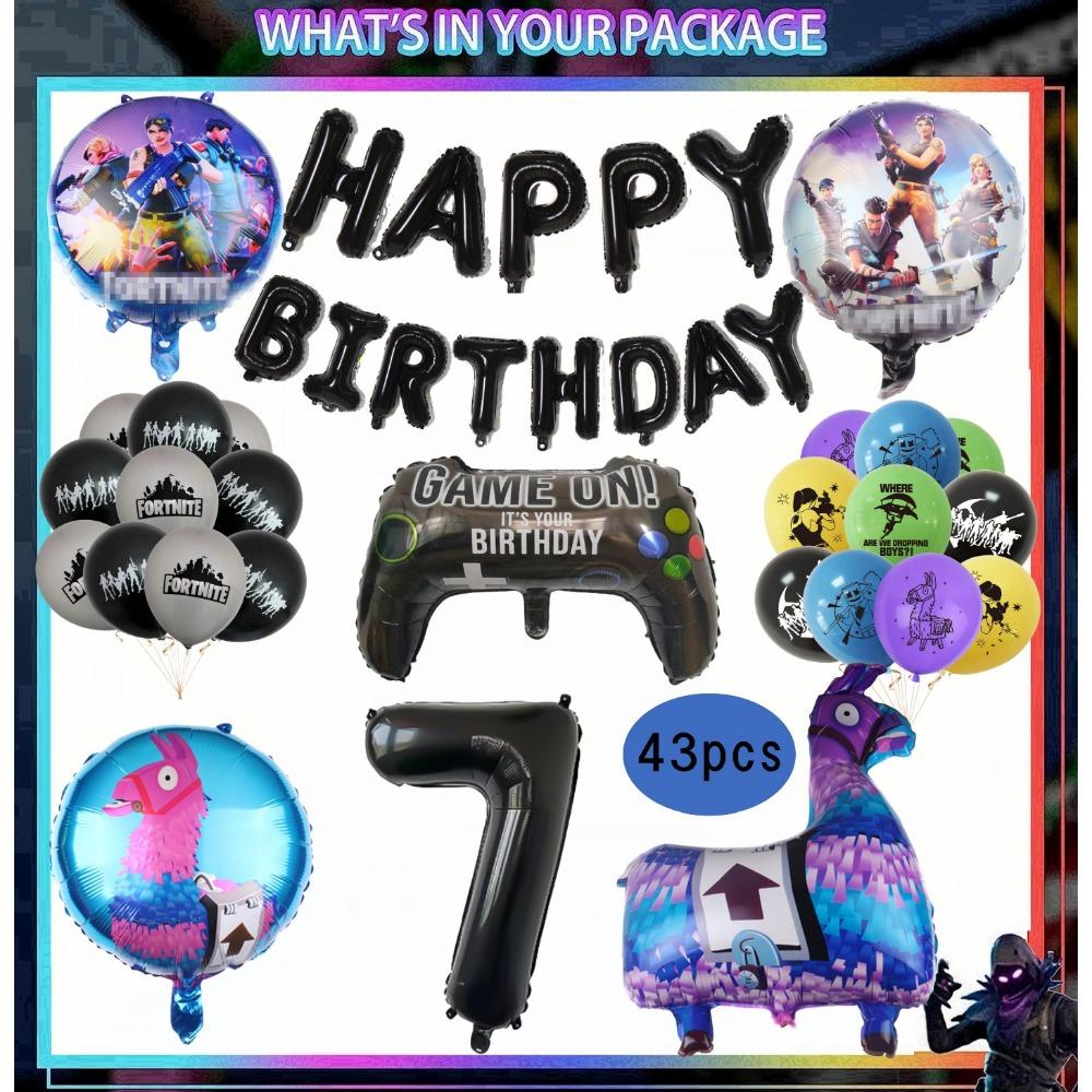 Shooting Game Fortnition Birthday Party Decoration Tableware Set 10people Backdrop Alpaca Balloon Baby Shower Kid Party Supplies