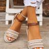 Large size wedge heel fish mouth sandals bohemian buckle belt women's shoes summer platform beach women