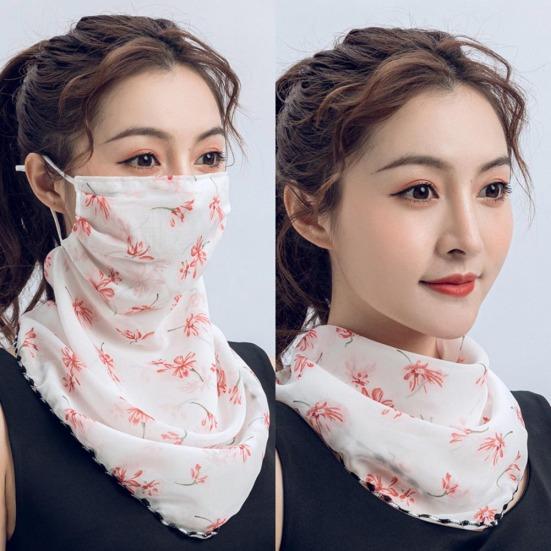 Rose Flower Women Summer Chiffon Anti-UV Thin Veil Scarf Neck Face Cover Shawl