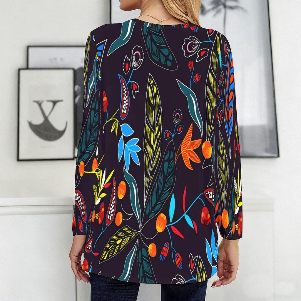 Women V Neck Plus Size Long Sleeve Blouse Soft Loose Tops For Daily Leisure Outfits