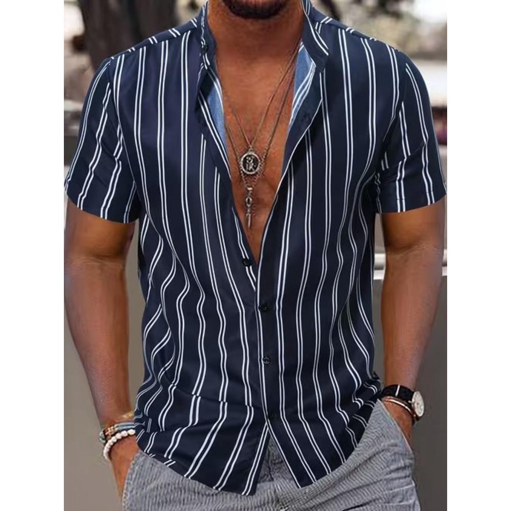 Men's Simple Pattern 3D Print Shirt Button Up Shirt Casual Shirt Summer Shirt Short Sleeve Daily Vacation Clothing