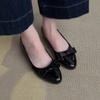 Round Head French Bow Inner Height Increase Shallow Mouth Single Shoes One Pedal Commuter Temperament Ballet Shoes