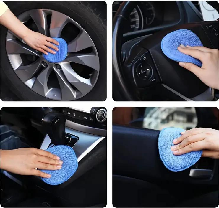 Car Detailing Applicator Pads Car Care Waxing Polish Sponges Soft Microfiber Round Pocket Foam Sponges Car Cleaning Tools