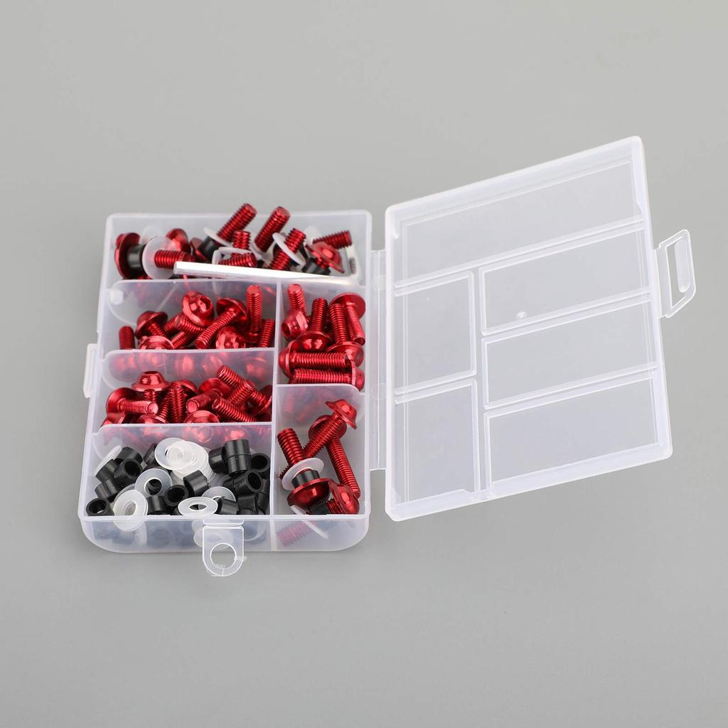 Bruce & Shark 158pcs Motorcycle Sportbike Windscreen Fairing Bolt Kit Fastener Clip Screw Set Red