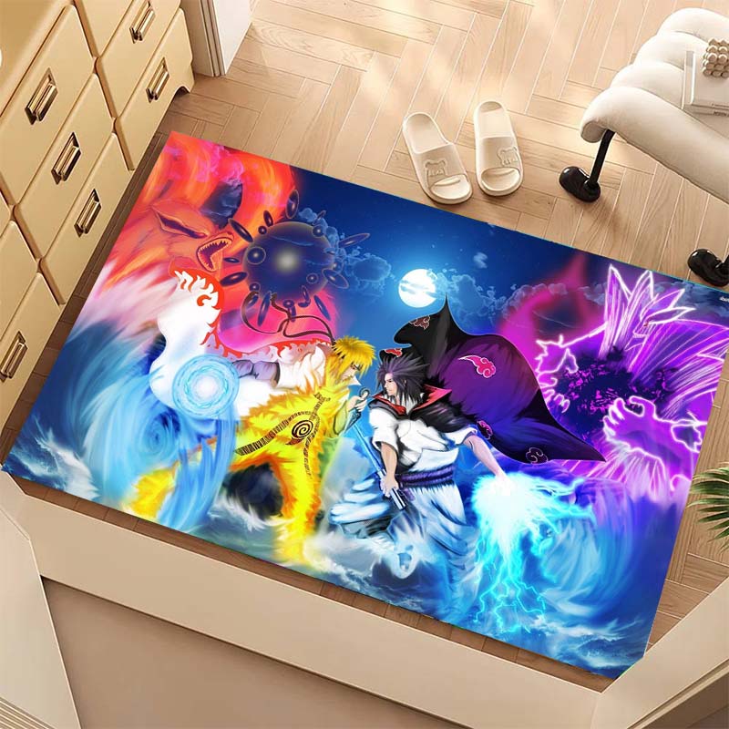 A beautifully designed rug featuring members of the Akatsuki organization from Naruto, suitable for use as a non-slip mat in 003