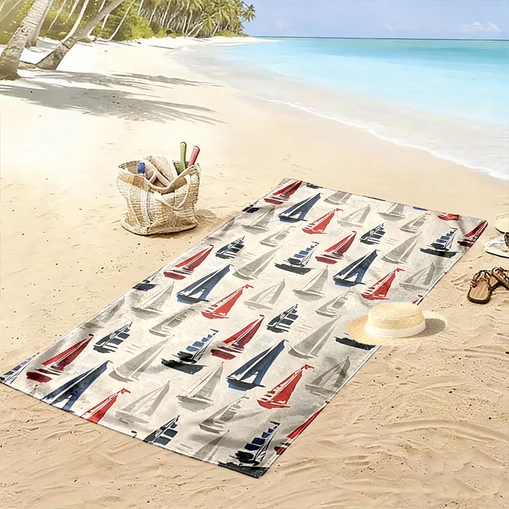 Sailing Dreams On Waves Print Beach Towel, Quick Drying, Suitable for Travel, Outdoor Sports, Jogging, the Beach and Swimming, Gift