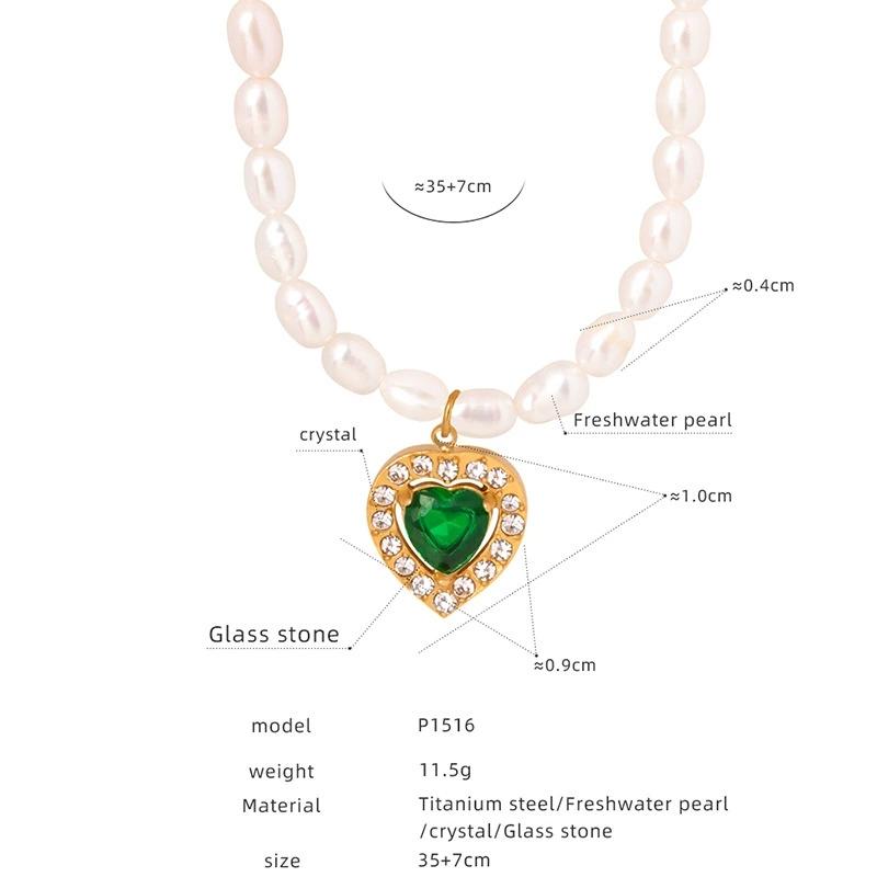 LT-P1521 New Retro Style Light Luxury French Pendant Necklace Titanium Steel 18K Gold/Silver Plated Zircon Heart Shape Jewelry