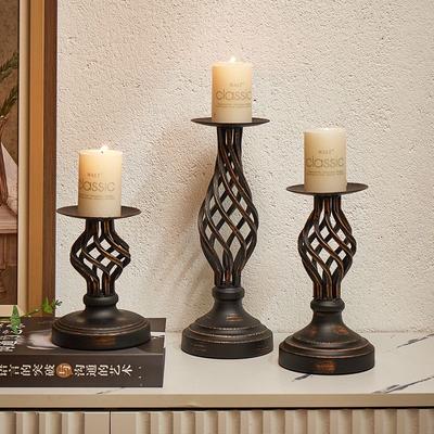 Candelabro Europeo in Metallo Nero – Elegante Portacandele in Ferro per Matrimoni e Feste