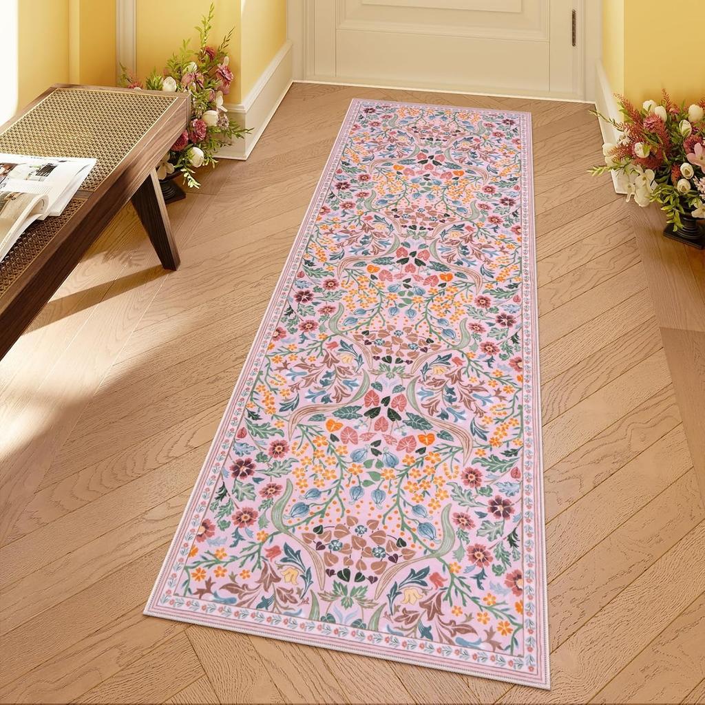 Corridor Carpet Runner Rug Hallway Long Carpets Machine Washable Non-Slip Floor Mat Bedside Mat Spring Floral Home Decor Rugs